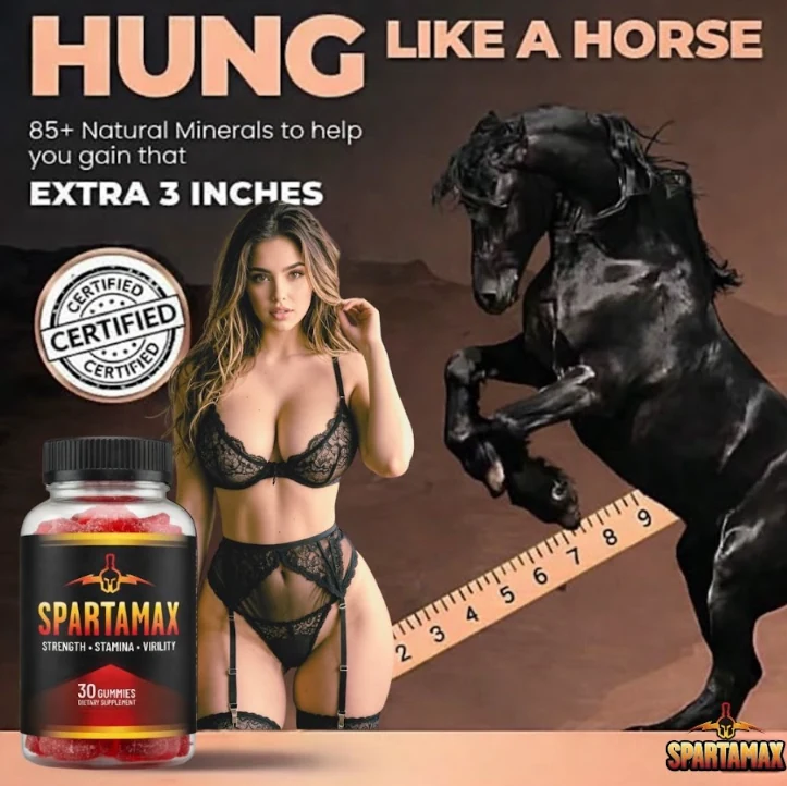 SpartaMax promotional creative featuring the product, an adult woman and a horse
