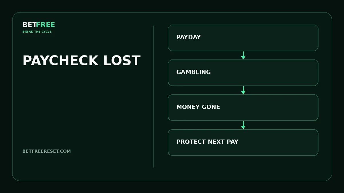 BETFREE illustration for the article “I Lost My Paycheck Gambling — What Do I Do Now?”.