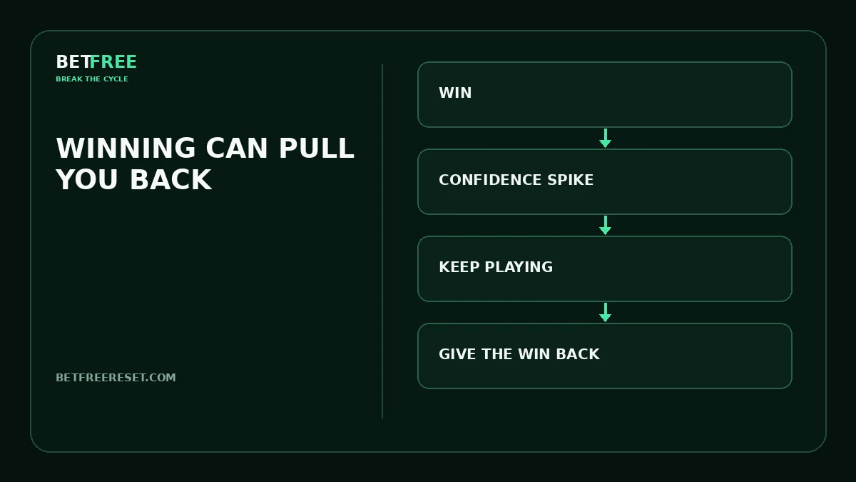 BETFREE illustration for the article “Why Can’t I Stop Gambling Even When I Win?”.